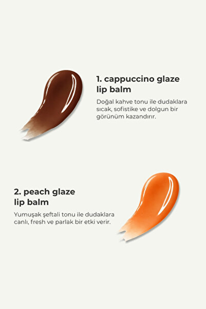 WIWIFY Nude Glow Lip Duo, Cappuccino Glaze Balm + Peach Glaze Balm | Shea Butter, Squalane, Ceramide