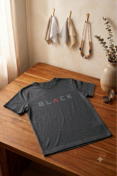 UNCİA OUTDOORS Men's Black Printed Crew Neck Oversized Wide Fit T-Shirt