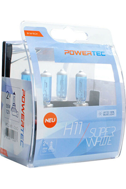 M-TECH Λάμπες Αυτοκινήτου & Μοτοσικλέτας Powertec Σούπερ Λευκό H11 Αλογόνου 3...