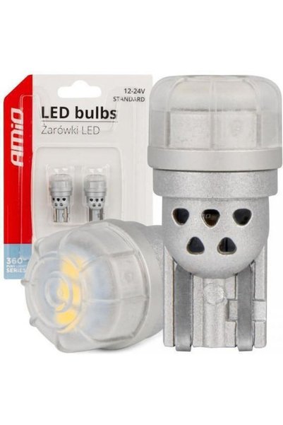 AMIO Λάμπες Αυτοκινήτου T10 / W5W LED 6000K Ψυχρό Λευκό 12-24V 2 τεμάχια