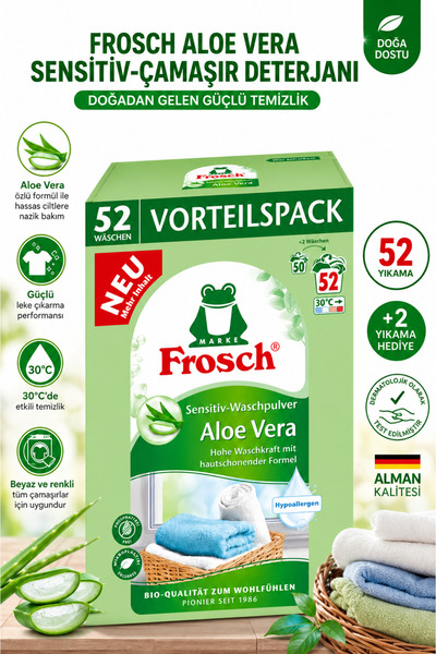 Frosch Aloe Vera Hassas Ciltler İçin Toz Çamaşır Deterjanı 3,432 Kg 52 Yıkama