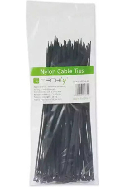 Techly Δεματικά καλωδίων πλαστικά, 4.8mm, μαύρα (100 τεμάχια)