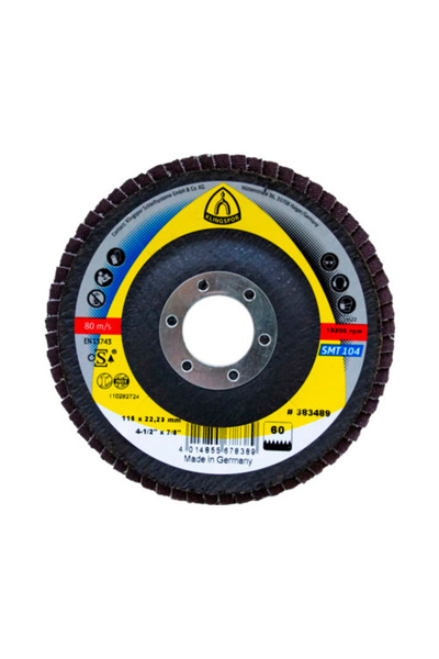 OEM Disc lamelar Klingspor SMT 104 Ø115x22,23 mm granulație 60, pentru metal