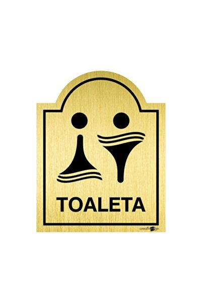 OEM Πινακίδα  "Μικτός χώρος υγιεινής ", χρυσό πλαστικό ABS