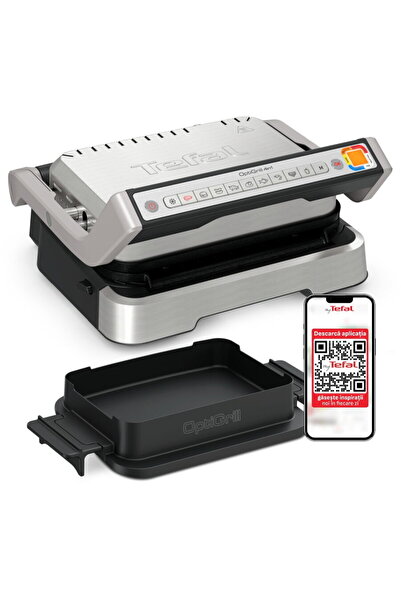 TEFAL Grătar electric 4in1 multifuncțional OptiGrill Inox GC774D30, 9 program...