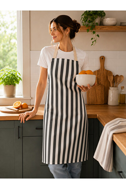 Hulganz Striped Kitchen Apron Water Repellent Stain Resistant Fabric Colorfas...