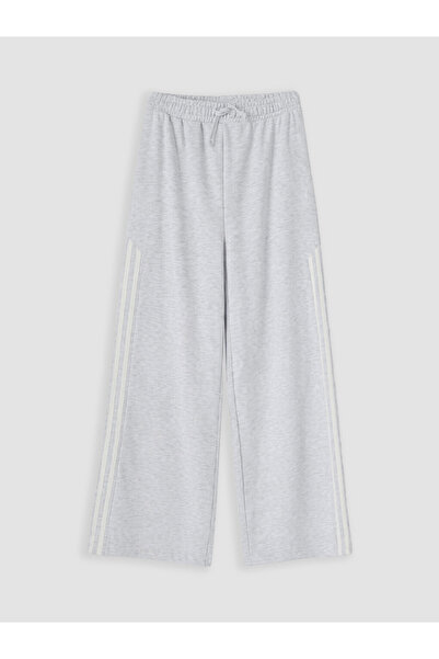 LC Waikiki Gray Wide-Legged Girls' Sweatpants with Elastic Waist