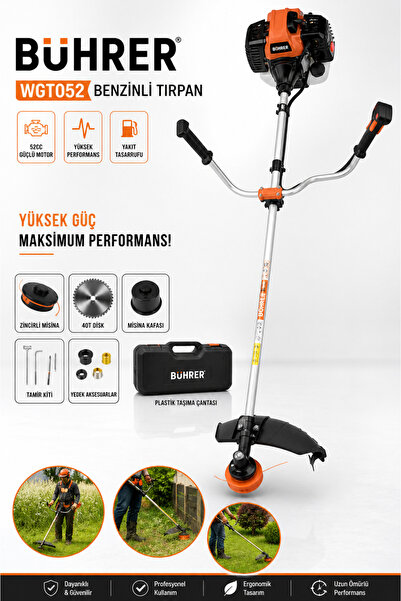BÖHRER PROFESYONEL YAN TİPİ 3.5 HP 58CC KOMPAKT VE ERGONOMİK BENZİNLİ ÇİM BİÇ...