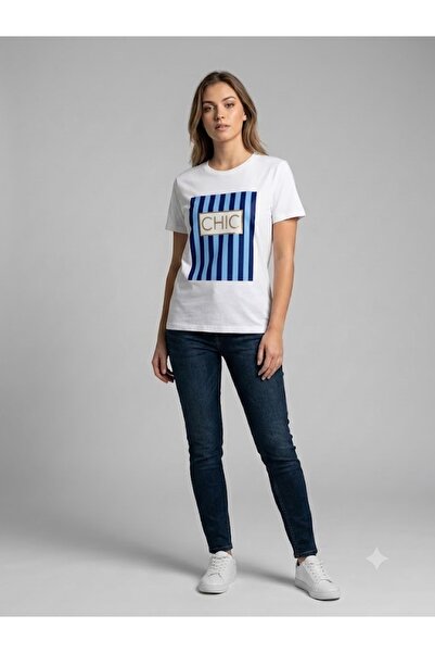 centilmen Onix Printed White Crew Neck T-Shirt 2626-164