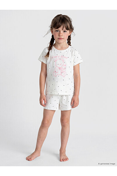 LC Waikiki Peak New Season Crew Neck Girls' Shorts Pajama Set