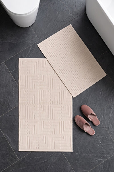 dekozer Luna Ecru-Off-White 2-Piece Mat Set Bathroom, Soft, Machine Washable,...