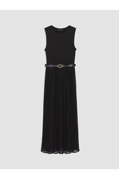 LC Waikiki Özmarka New Season Crew Neck Belted Pleated Dress