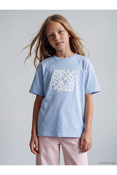 LC Waikiki Vizyon New Season Crew Neck Printed Girls' T-Shirt