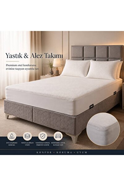 CHARDLY Luxury Bamboo Ultra Sessiz Sıvı Geçirmez Yatak Koruyucu Alez & 2'li Y...