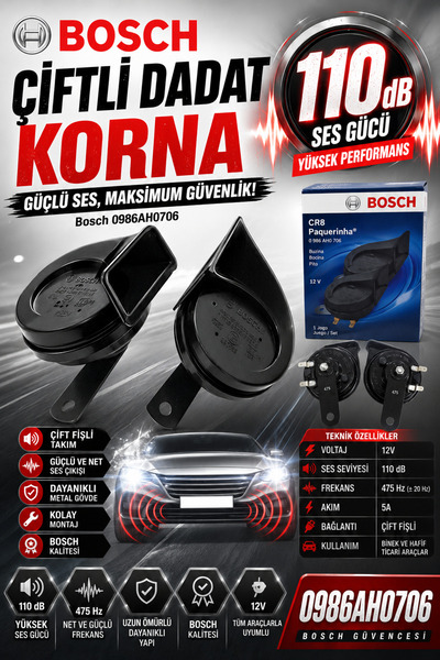 Bosch PEUGEOT 208 2012 HB MODEL UYUMLU DADAT KORNA SETİ ÇİFT FİŞLİ 110Db 400/...