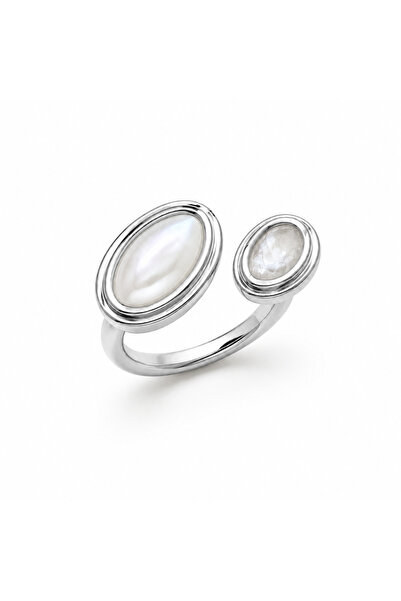 Venus Design Steel Ring with Pearl and Stone (Adjustable)