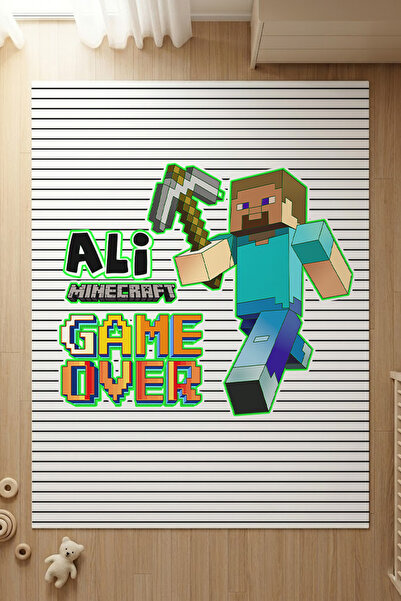 Homamia İsme Özel 7mm Dijital Baskı Çocuk Halısı Minecraft