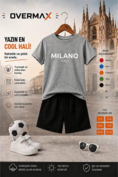 OVERMAX Milano Printed Children's Set – T-Shirt & Shorts 2-Piece Combination ...