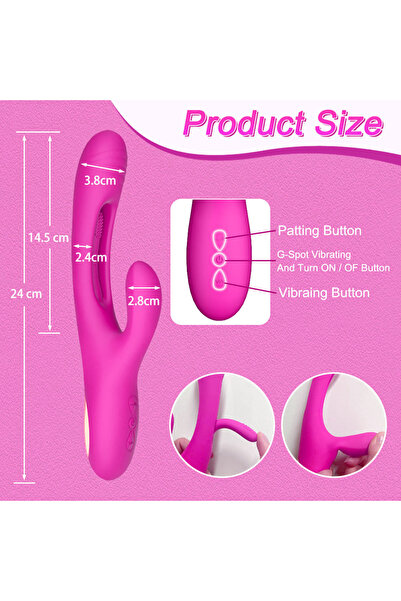 Byzon Premium 3 Motorlu Rabbit Vibratör G-Spot Klitoris Uyarıcılı Patting Dilli USB Şarjlı IPX7 Su Geçirmez 21 Mod Mor