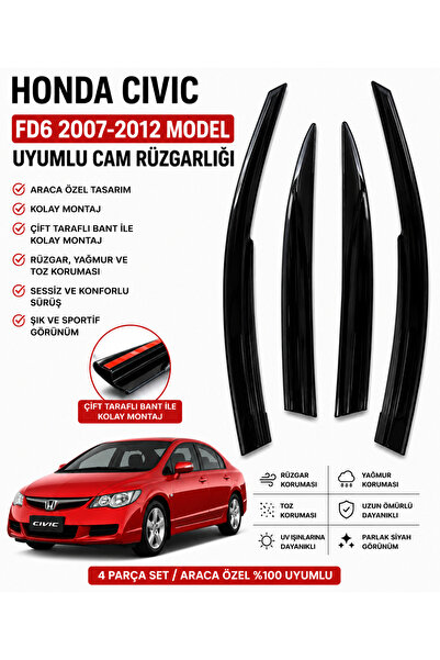 EP GARAJ OTOMOTİV HONDA CIVIC FD6 2007-2012 MODEL UYUMLU CAM RÜZGARLIĞI | 4 P...
