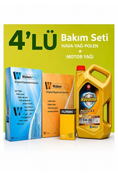 Bosch Filtron-Waben Volkswagen Jetta 1.2 Tsi Filtre Bakım Seti-Texaco 5w30 5 Lt (2011-2015) 3 Lü