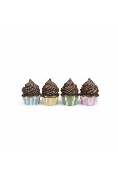 rose's Dekoratif Cupcakes 4'Lü Çikolatalı Model ve Pembe Standlı