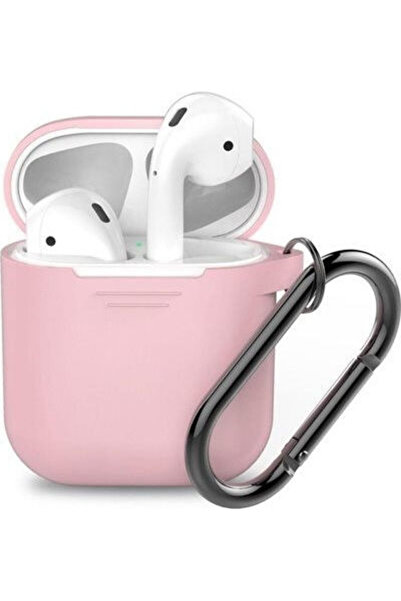 OEM Θήκη σιλικόνης με γάντζο σε ροζ χρώμα για Apple AirPods 1 / AirPods 2