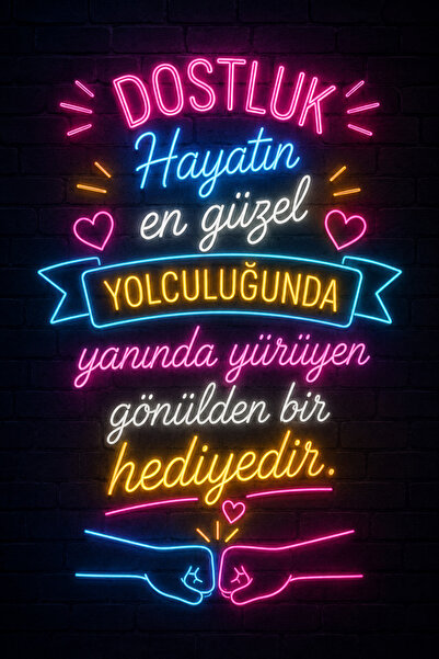 Lucena Pictură murală din MDF cu promisiunea prieteniei în neon |   Decor de ...