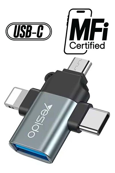 Yesido 3-in-1 USB-C to Micro 8-Pin OTG Adapter Mobile Phone to USB 3.0 for IP...