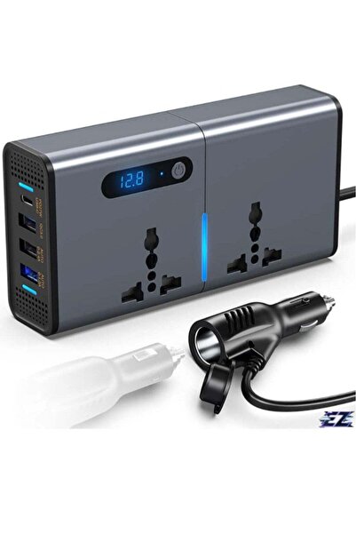 ELTRAZONE 200W Car Power Inverter: DC 12/24V to 220V AC with USB & Type-C Ports