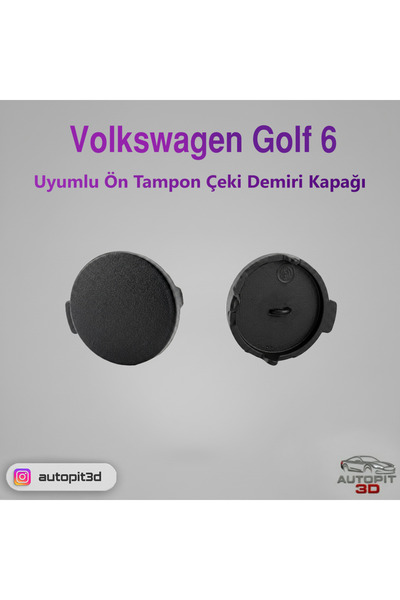 AutoPit 3D Volkswagen Golf 6 Uyumlu Ön Tampon Çeki Demiri Kapağı