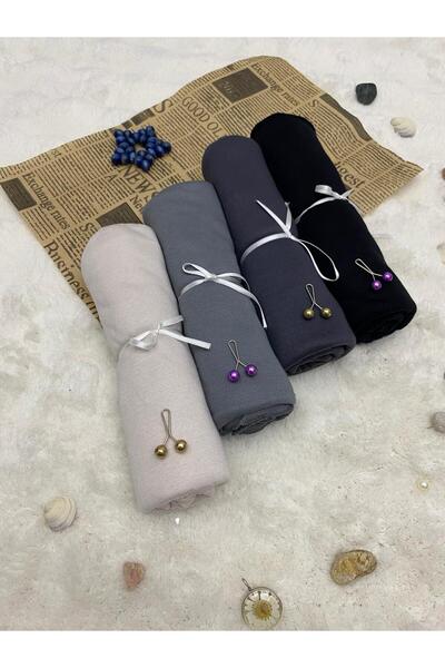 ALTIN DİKİŞ Combed Cotton Shawl Set of 4 Soft Textured Jersey Combed Cotton S...