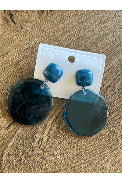 Büyük Hanım Retro Style Blue Resin Earrings
