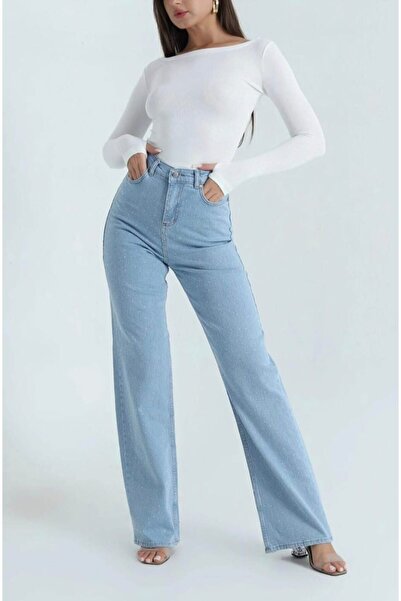 MODEN Light blue women's jeans with rhinestones