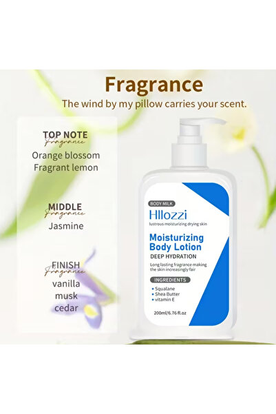 Hllozzi 200ml Deep Hydration Moisturizing Face & Body Lotion for Dry Skin with Hyaluronic Acid, Shea Butter, Vitamin E, Plant Squalane, Amber Scented.