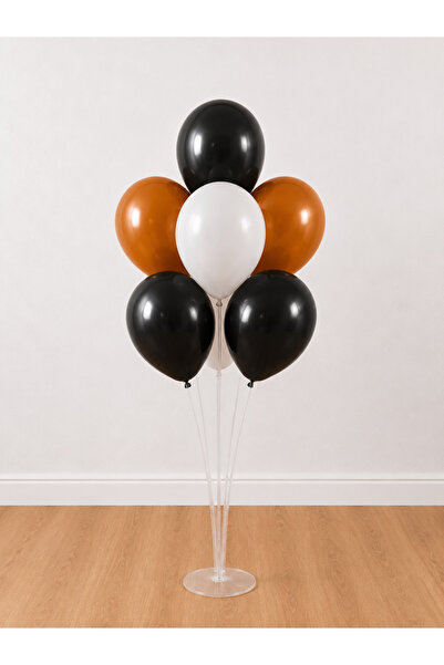 Balonsan Black White Caramel 7 Balloons Balloon Stand with 7 Balloons