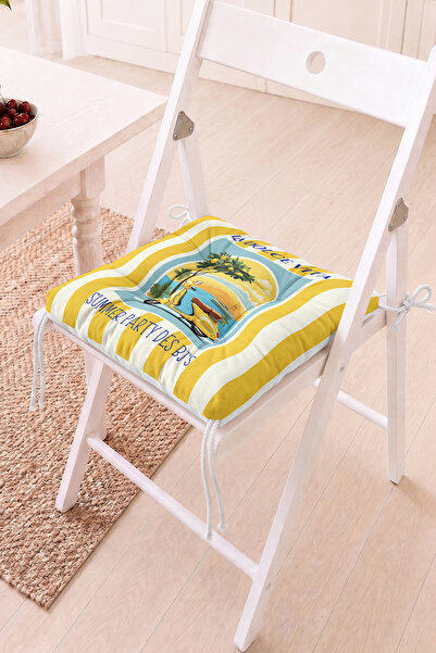 Home La Dolce Vita Yazılı Sarı Çizgili Limon Ağacı ve Scooter Desenli Pofidik...