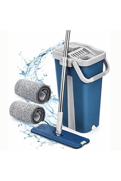 Velaris Set de curățenie cu mop plat și găleată cu sistem de stoarcere, dop d...