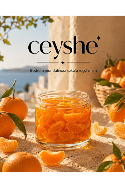 CeyShe Bodrum Mandalinası Kokulu Dekoratif Mandalina Reçeli Jel Kavanoz Reçel...