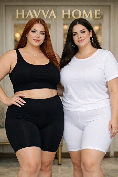 HAVVA HOME Premium Fit Series – Black & White Above-Knee Leggings Shorts Comf...
