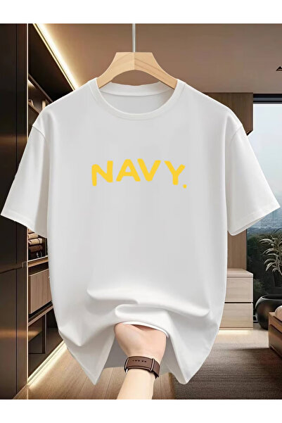 BASEPULSE تي شيرت NAVY بطباعة صفراء لافتة للنظر، قطعة أنيقة متوفرة باللونين ا...