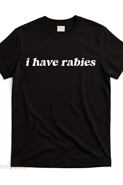 STITCHLY تي شيرت كلاسيكي بطبعة 'I Have Rabies' بتصميم ساخر [تصميم عصري]، تصمي...