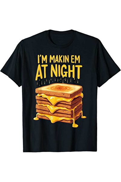 1001 Line تي شيرت رجالي بتصميم ساندويتش بنمط 'I Grill Them at Night' مضحك، ثق...