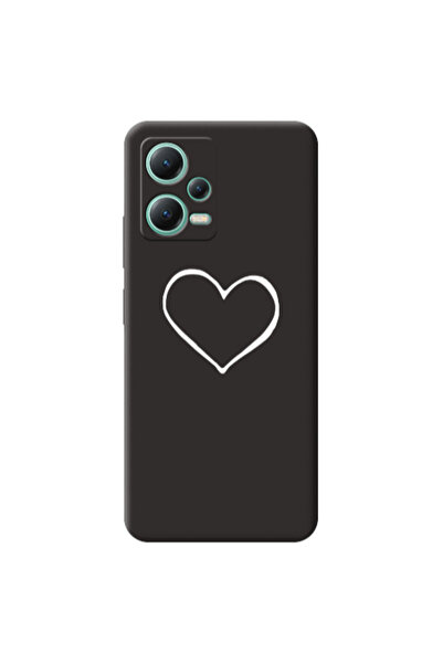 Other Xiaomi Redmi Note 12 Pro 5G White heart Black Colored Silicone TPU Θήκη