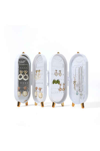 ORVİCA Jewelry Earrings Ring Mirror Foldable Jewelry Box Organizer and Standing Jewelry Stand