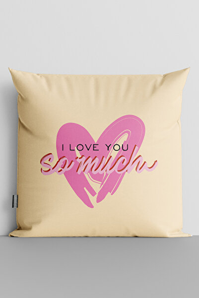 TicaretJet غطاء وسادة مطبوع رقميًا على شكل قلب مطبوع عليه عبارة "I Love You S...