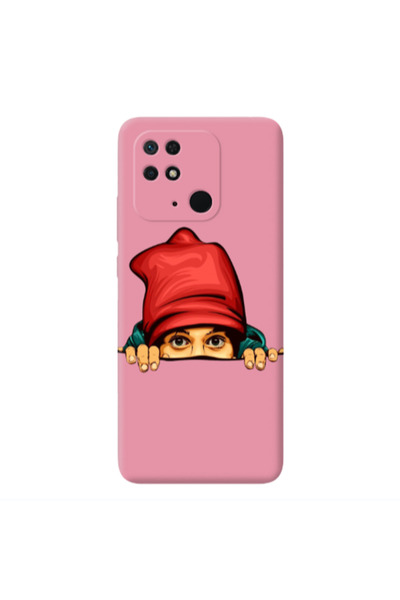 Other Xiaomi Redmi 10C Hidden Girl Pink Colored Silicone TPU Θήκη