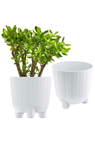 EDANTI Ghiveci Rotund Striat Ryfo N, Pentru Flori 14.5 Cm - Alb