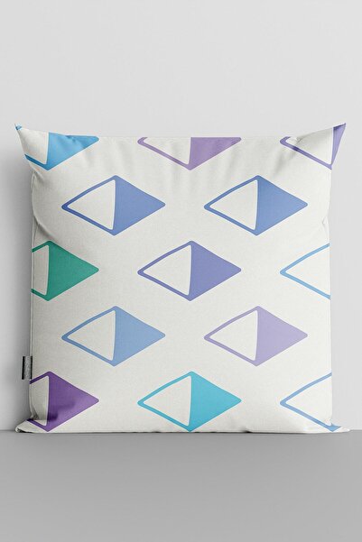 TicaretJet Triangle Themed Double Sided Digital Printed Pillow Throw Pillow C...