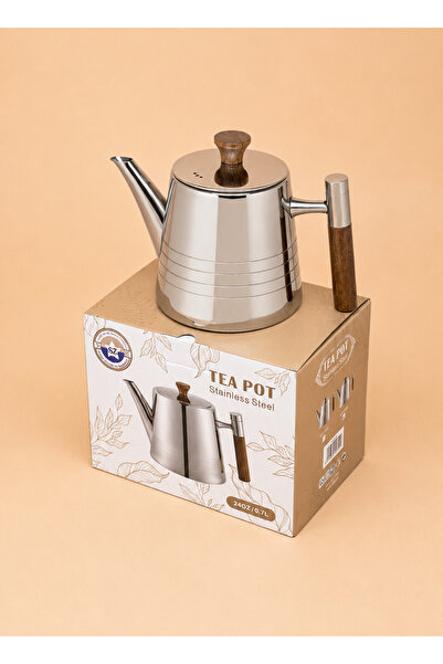 ALQANNAS Premium Quality Stainless Steel Tea Pot 0.7 Litre Wooden Handle New ...